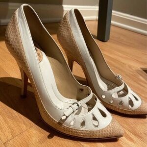 D&G Dolce & Gabbana high heels white + beige US size 6 leather snake skin